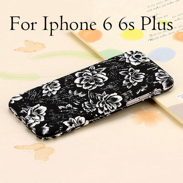 Ultra thin 360 Case + Glass Film Protector Phone Cases For iPhone 6 6s Plus Cover Full Body 3D Embossed Matte Flower Hard Shell