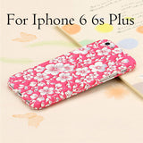 Ultra thin 360 Case + Glass Film Protector Phone Cases For iPhone 6 6s Plus Cover Full Body 3D Embossed Matte Flower Hard Shell