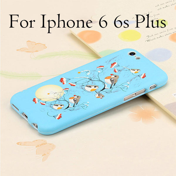 Ultra thin 360 Case + Glass Film Protector Phone Cases For iPhone 6 6s Plus Cover Full Body 3D Embossed Matte Flower Hard Shell