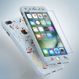 Ultra thin 360 Case + Glass Film Protector Phone Cases For iPhone 6 6s Plus Cover Full Body 3D Embossed Matte Flower Hard Shell