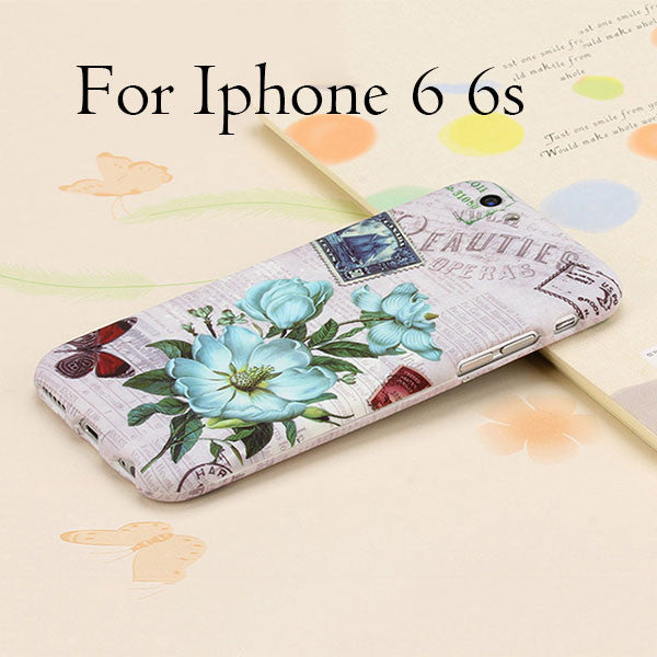 Ultra thin 360 Case + Glass Film Protector Phone Cases For iPhone 6 6s Plus Cover Full Body 3D Embossed Matte Flower Hard Shell