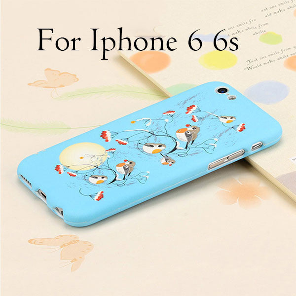 Ultra thin 360 Case + Glass Film Protector Phone Cases For iPhone 6 6s Plus Cover Full Body 3D Embossed Matte Flower Hard Shell