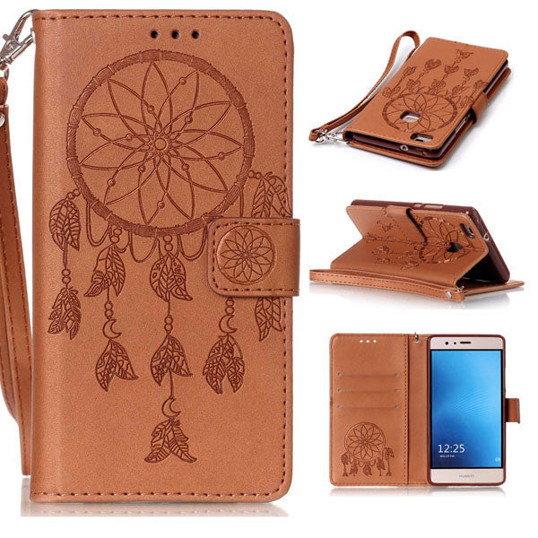 Wallet Case For Huawei P8 P9 Lite G9 Cover Fashion 3D Embossed Dreamcatcher Pattern Leather Flip For Huawei Y5 Y6 II Shell Coque