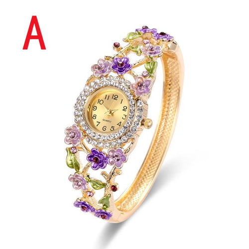 Rhinestone Gold Watch Women Vintage Crystal Bracelet Dial Analog Quartz Wrist Watch For Elegant Women Relogio Feminino