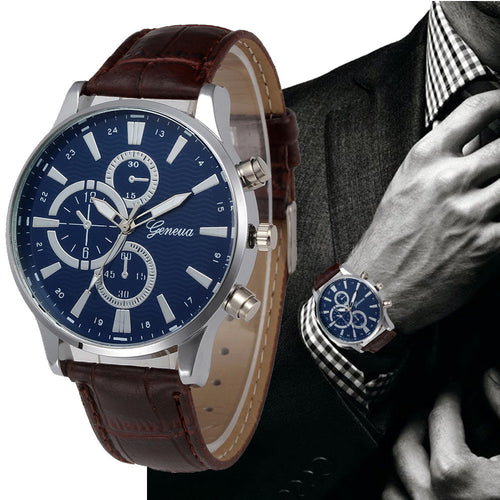 Genviva 2017 NEW Luxury Brand Men Sport Watches Leather Quartz Clock Man Army Military Leather Wrist Watch Relogio Masculino