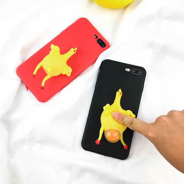 2017 Funny 3D Cartoon Animal Phone Cases For iphone 7 6 6s Plus Case Soft TPU Vent toy Squishy Squeeze Lay egg hen chicken Cover - ilovealma