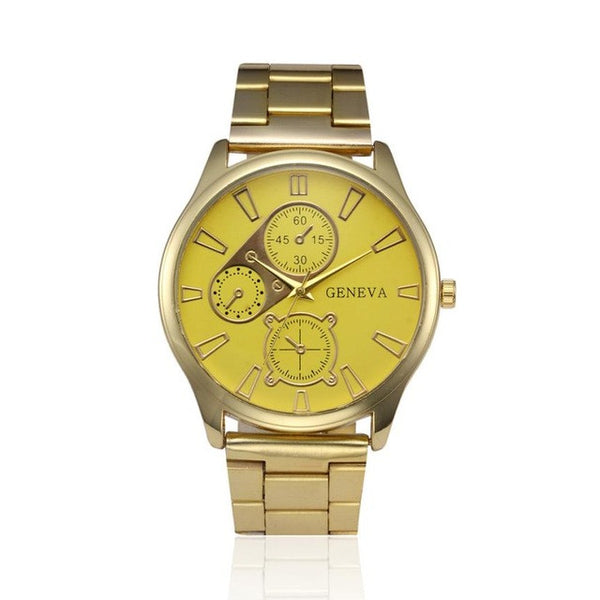 2017 Fashon Geneva Quartz Watches men Stainless Steel Gold Men Quartz-Watch Clock Male Relogio Masculino #04 - ilovealma