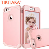 Shockproof Phone Cases For iPhone 7 6 6s Plus Case Anti-Knock PC+TPU 3 Layers Hybrid 360 Full Body Protective Cover Screen Film
