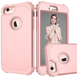 Shockproof Phone Cases For iPhone 7 6 6s Plus Case Anti-Knock PC+TPU 3 Layers Hybrid 360 Full Body Protective Cover Screen Film