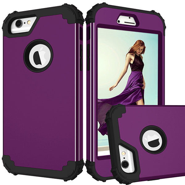 Shockproof Phone Cases For iPhone 7 6 6s Plus Case Anti-Knock PC+TPU 3 Layers Hybrid 360 Full Body Protective Cover Screen Film