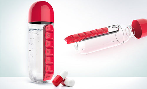 Creative outdoor carrying water bottles with Pills Box - ilovealma