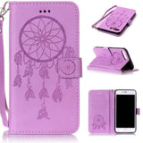 Multi-Function Leather Wallet Flip For iPhone 7 6 6s Plus SE 5 5s Case Retro 3D Embossed Dreamcatcher Pattern Phone Cases Cover
