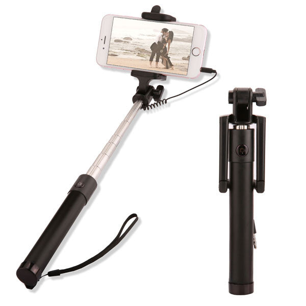 Universal Extendable Selfie Stick Monopod For Iphone Samsung Android IOS Portable Wired Palo Self Sticks Groove Camera + Lanyard