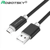 Robotsky Micro USB Cable 5V 2A Fast Charging 1m 1.5m Metal Nylon Braid Micro USB 2.0 Data Line For Huawei P8 Lite Xiaomi Samsung