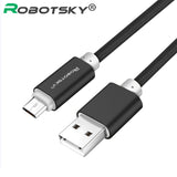 Robotsky Micro USB Cable 5V 2A Fast Charging 1m 1.5m Metal Nylon Braid Micro USB 2.0 Data Line For Huawei P8 Lite Xiaomi Samsung