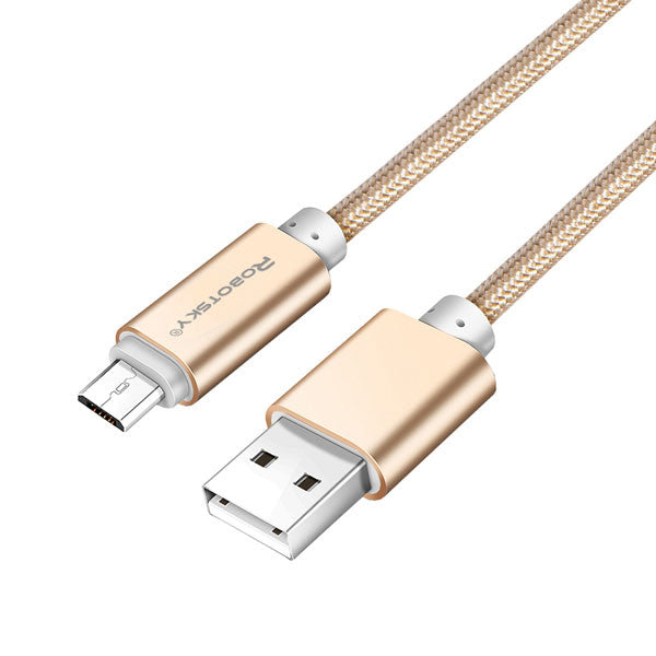 Robotsky Micro USB Cable 5V 2A Fast Charging 1m 1.5m Metal Nylon Braid Micro USB 2.0 Data Line For Huawei P8 Lite Xiaomi Samsung