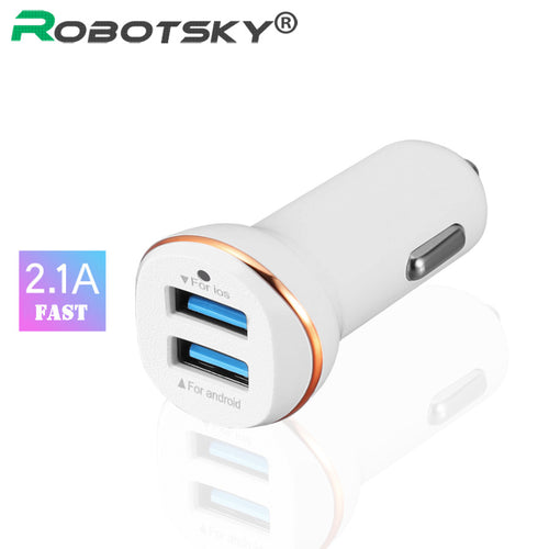 Car-charger Dual USB Car Charger 5V 2.1A Fast Charging Travel Charge Adapter For iphone 6 Samsung S8 Huawei Mobile Phone Charger - ilovealma