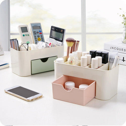 New European Transparent Plastic Makeup Organizer Storage Box Multipurpose Candy Color Office Sundries Cosmetic Drawer Container