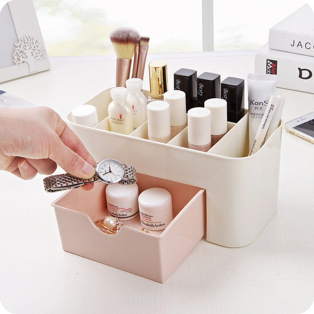 New European Transparent Plastic Makeup Organizer Storage Box Multipurpose Candy Color Office Sundries Cosmetic Drawer Container