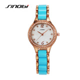 SINOBI Women Elegant Blue Ocean Bracelet Watch with Crystal