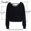 Simplee Sexy backless knitting pullover Fashion lace up autumn winter sweater women tops Casual hollow out jumper pull femme