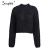 Simplee Winter lantern sleeve knitted sweater pullover Women loose round neck red sweater Female autumn casual sweater jumper