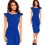 Vfemage Womens Elegant Frill Ruffles Ruched Draped Vintage Retro Tunic Slim Work Business Casual Party Bodycon Pencil Dress 6213
