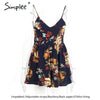 Simplee Summer beach boho floral print overalls Backless sexy bodysuit women jumpsuit romper Club white chiffon playsuit leotard