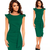 Vfemage Womens Elegant Frill Ruffles Ruched Draped Vintage Retro Tunic Slim Work Business Casual Party Bodycon Pencil Dress 6213