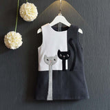 Bear Leader Girls Dress 2016 Fashion Style Cartoon Cats Dress Sleeveless Wool Outwears O-neck Embroidery Children Clothing 3-7Y - ilovealma