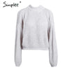 Simplee Winter lantern sleeve knitted sweater pullover Women loose round neck red sweater Female autumn casual sweater jumper
