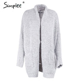 Simplee Casual knitting long cardigan female Loose kimono cardigan knitted jumper 2017 warm winter sweater women cardigan