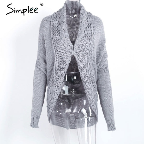 Simplee Winter shrug knitted sweater cardigan Women elegant autumn white cardigan Female turn down collar sweater cardigan 2017