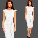 Vfemage Womens Elegant Frill Ruffles Ruched Draped Vintage Retro Tunic Slim Work Business Casual Party Bodycon Pencil Dress 6213