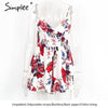 Simplee Summer beach boho floral print overalls Backless sexy bodysuit women jumpsuit romper Club white chiffon playsuit leotard