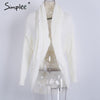 Simplee Winter shrug knitted sweater cardigan Women elegant autumn white cardigan Female turn down collar sweater cardigan 2017
