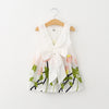 Bear Leader Girls Dress 2016 Pure and Fresh and Safflower Greenery Embroidered Back Big Bowknot Cotton Vest Dress of the girls - ilovealma