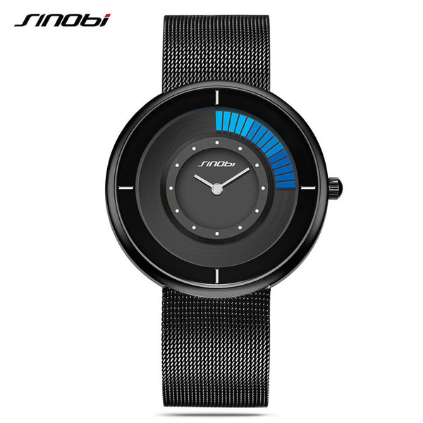 SINOBI Ultra-thin Creative Dial Mesh Strap Quartz Watch