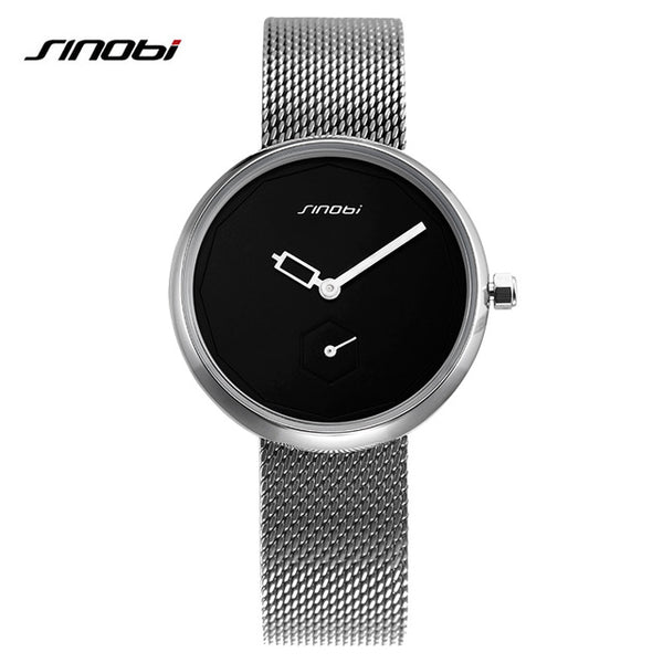 SINOBI Women Luxury Silver Fashion Bracelet Watch